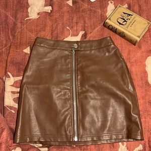 Brown Leather Skirt
